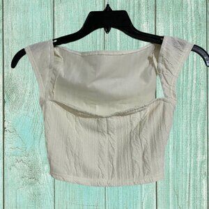 Winter White Sweetheart Neck Crop Top Size XS Lined Stretch